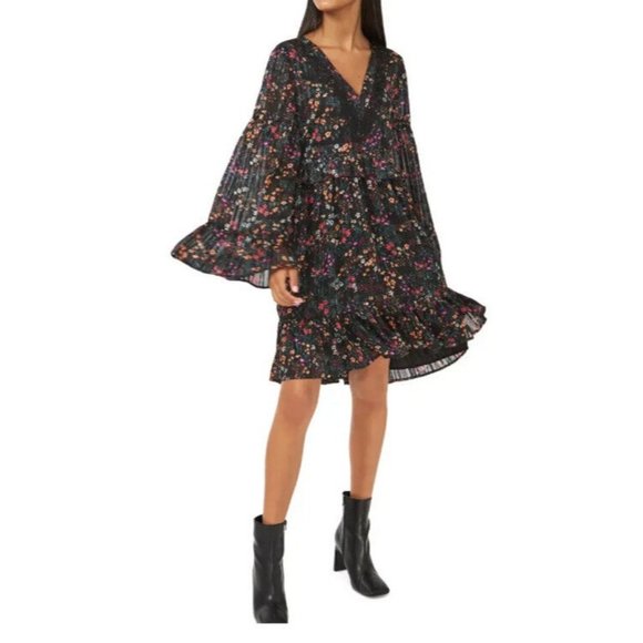 RILEY & RAE Kate Floral-Print Baby doll Peasant Dress Women's Size 0 - Picture 1 of 7